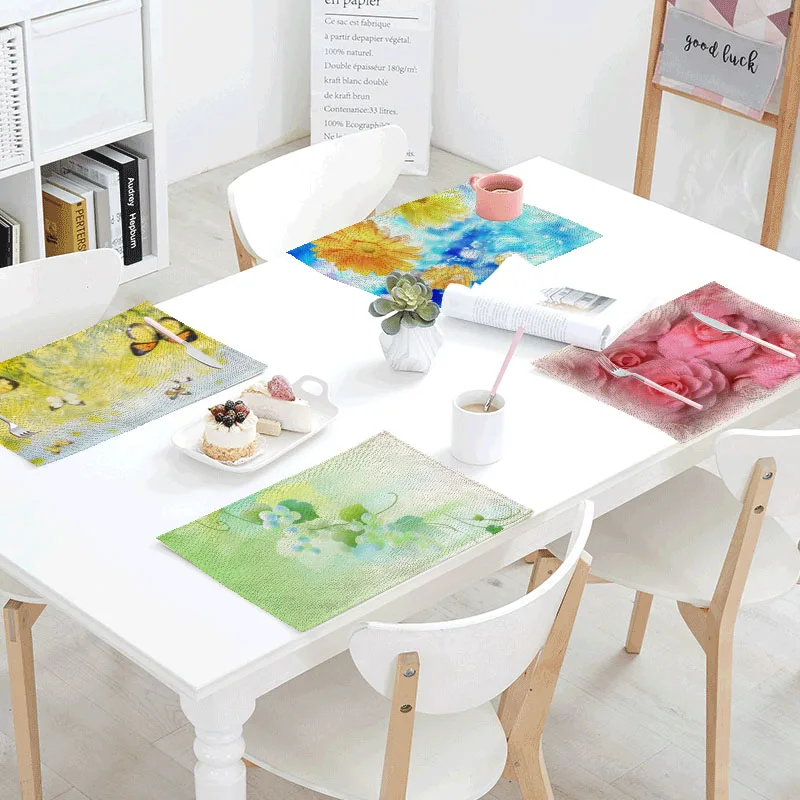 

32x42cm Free Butterfly Linens Table Napkins Printing Mat Decoration Polyester Rose Requires Dinner Design Party Decor