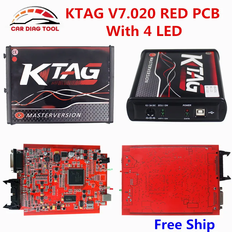 Бесплатная доставка ЕС KTAG V7.020 красный PCB добавить Murata фильтр 4 светодио дный K TAG 7