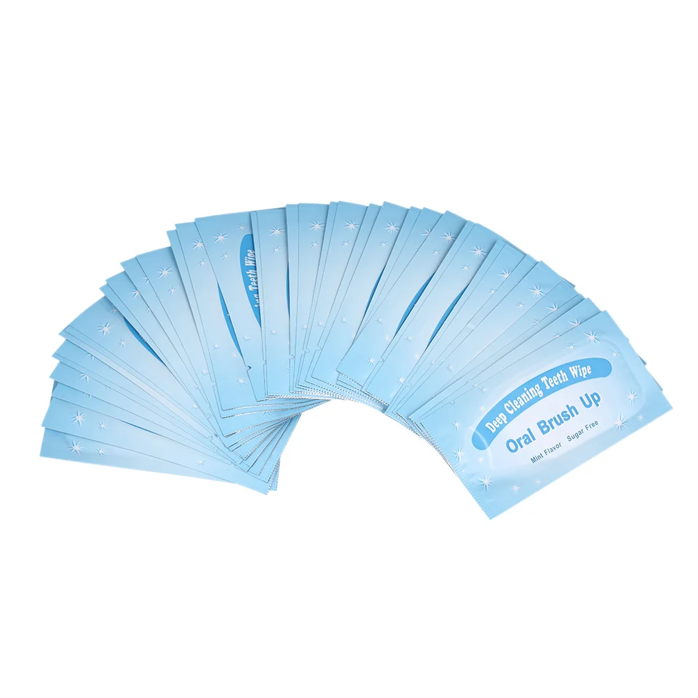 50Pcs Teeth Whitening Finger Teeth Wipes Deep Cleaning Teeth Brush Ups Wipes Dental Clean Wipes for Oral Hygiene Care Tool