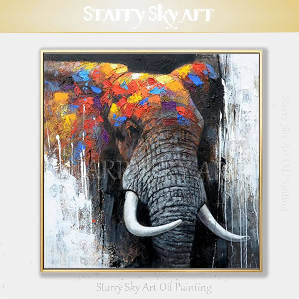

Professional Artist Hand-painted High Quality Modern Elephant Oil Painting on Canvas Thick Textured Elephant Animal Oil Painting