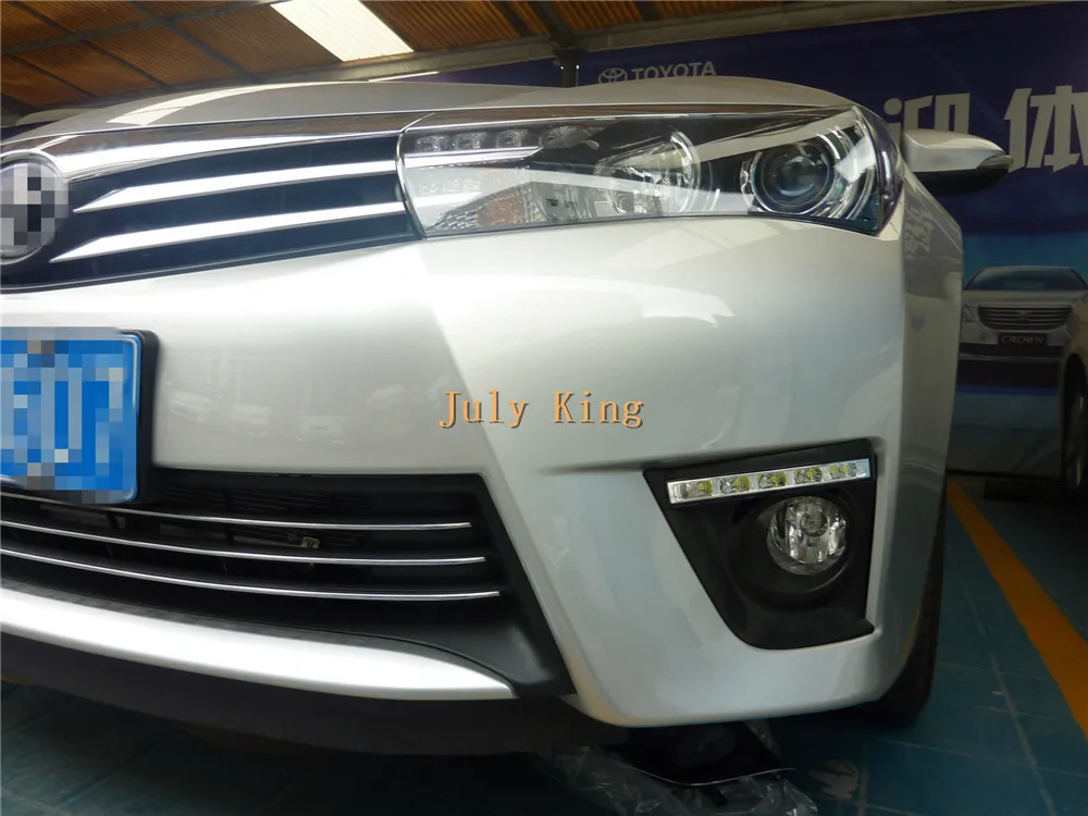 July King светодиодный дневные ходовые огни DRL с противотуманной крышкой, светодиодный противотуманная фара для Toyota Corolla- EU, с затемнением
