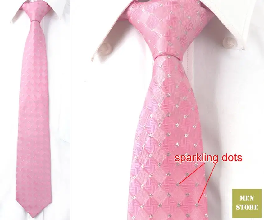 

Hot Pink Checkers Men 100% Jacquard Woven Silk Handmade 3" Necktie 8 cm Neckwear Wedding Party Groom Tie AT373