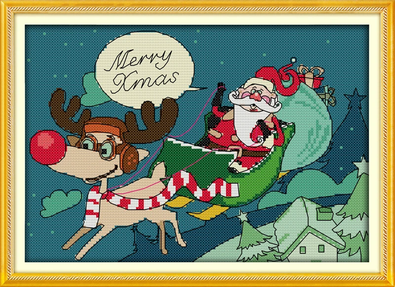 

Merry Christmas (5), counted printed on fabric DMC 14CT 11CT Cross Stitch kits,embroidery needlework Sets Home Decor