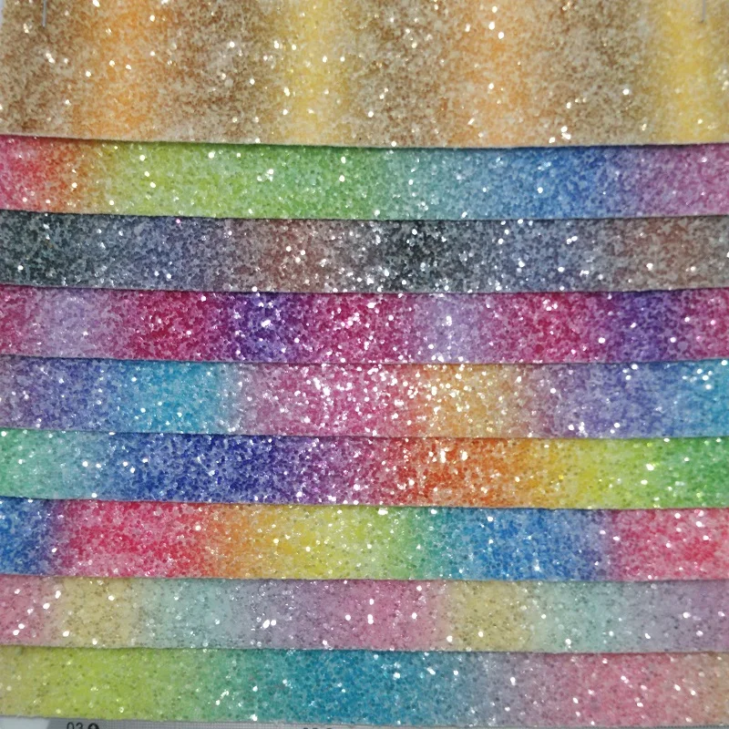 5 YARDS Synthetic Leather Printed Rainbow Glitter Leather for DIY