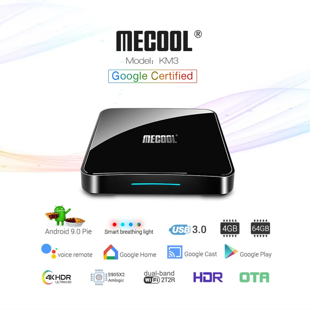 MECOOL 50 шт./лот KM3 ATV Android 9 0 Smart TV Box Amlogic S905X2 четырехъядерный DDR4 4 Гб 64 4K | Электроника