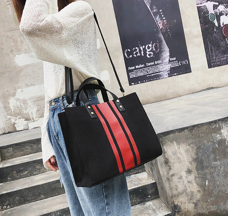 Women Patchwork Handbag INS Popular Female Holiday Canvas Bag Large Lady Korean Shopping Shoulder Bag Beach Fashion Bolsa SS7336 (16)