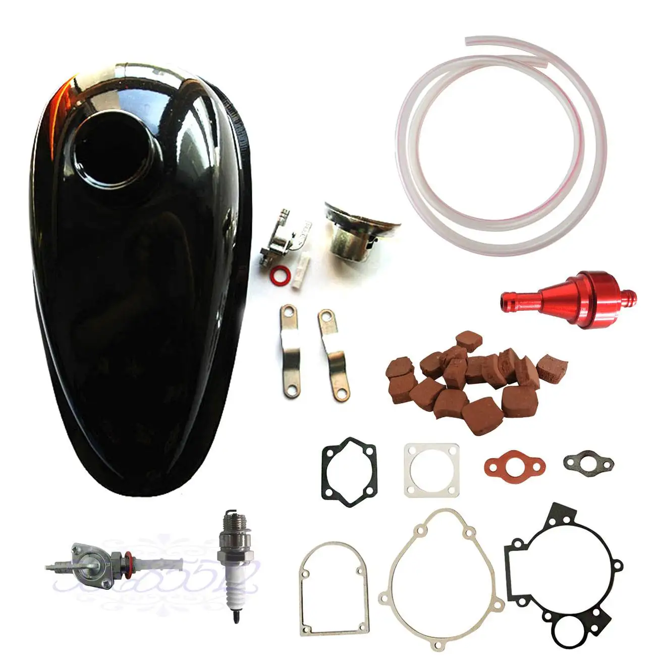 Oil Tank &CNC Red Fuel Filter&Spark Plug For 66cc 80cc Motorized
