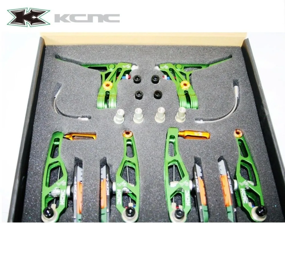 

KCNC MTB FOLD BIKE V6 VB6 V BRAKE LEVERS and Calipers bicycle Rim brake set with levers 340G full set Green Color