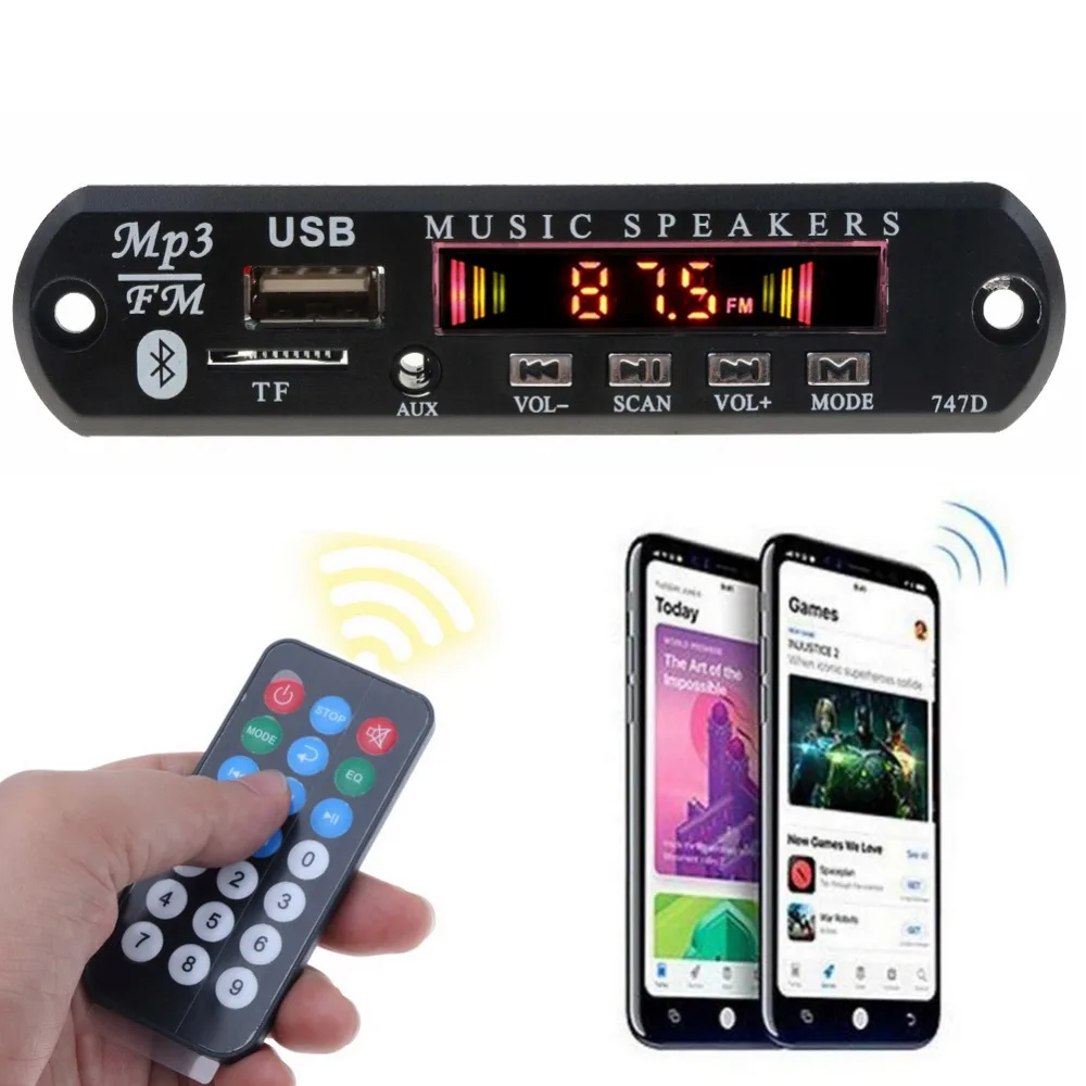 MP3 плеер декодер плата FM радио TF USB 3 5 мм AUX модуль Bluetooth приемник автомобильный