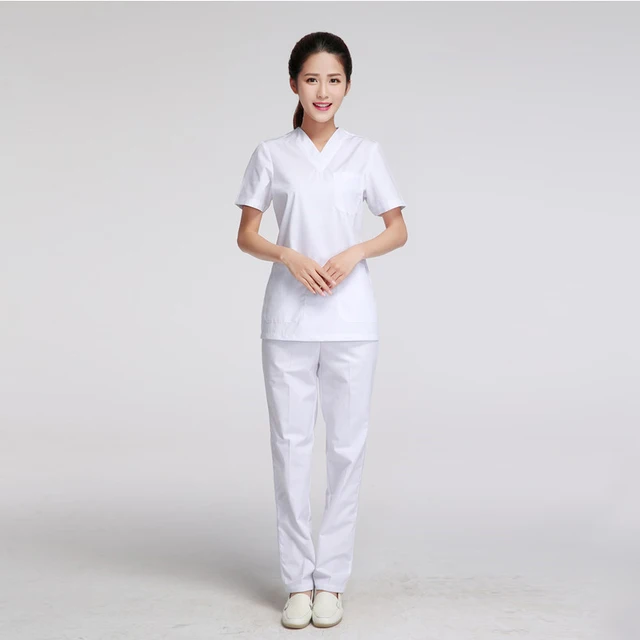 clinical uniforms woman white nursing uniform scrubs short sleeve coat