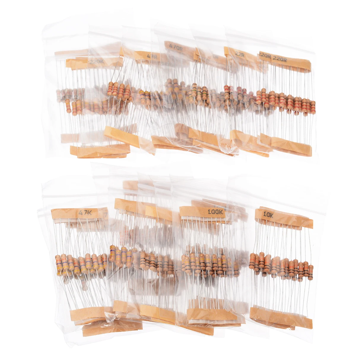 

400pcs High Precision 16 Values 5% 10-1M Ohm 1/2 Watt Rated Power Metal Film Resistors Assortment Kit