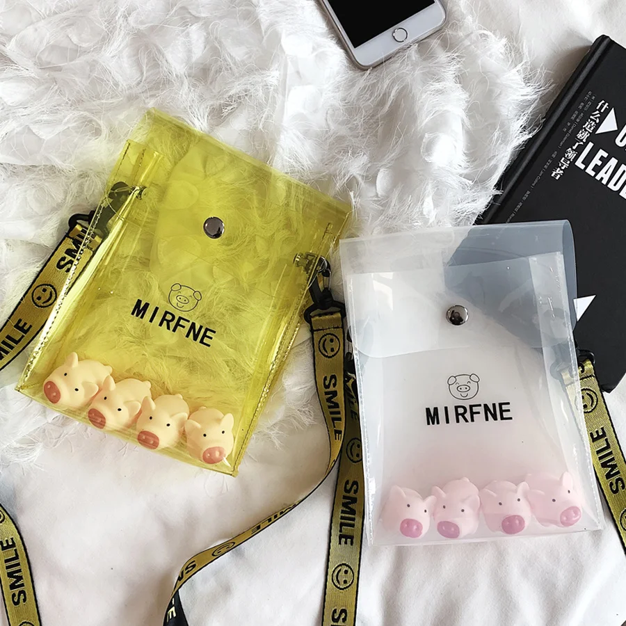 

Personality Pig Transparent PVC Letters Messenger Bags Women Clear Jelly Shoulder Bag Small Flap Ladies Crossbody Bag For Girls