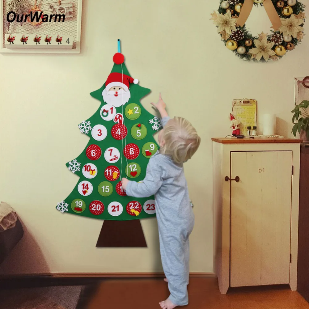 

OurWarm Christmas Countdown Calendar New Year Decor for Home Santa Claus Felt Xmas Advent Calendar Christmas Hanging Decorations