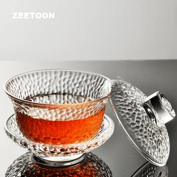 

145ml Japanese Style Honeycomb Pattern Gaiwan Heat Resistant Glass Tea Pot Kung Fu Tea Set Teapot Master Cup Creative Home Decor