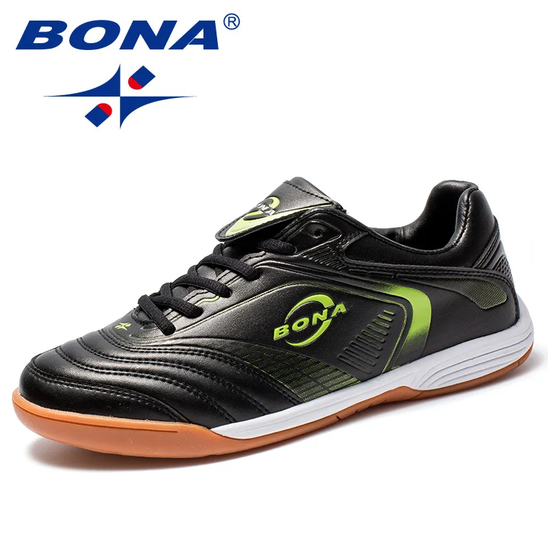 BONA/Новое поступление; классические стильные мужские футбольные бутсы на шнуровке; мужские футбольные кроссовки; кожаная мужская спортивная обувь; удобная мужская спортивная обувь - Цвет: Fluorescent green-P