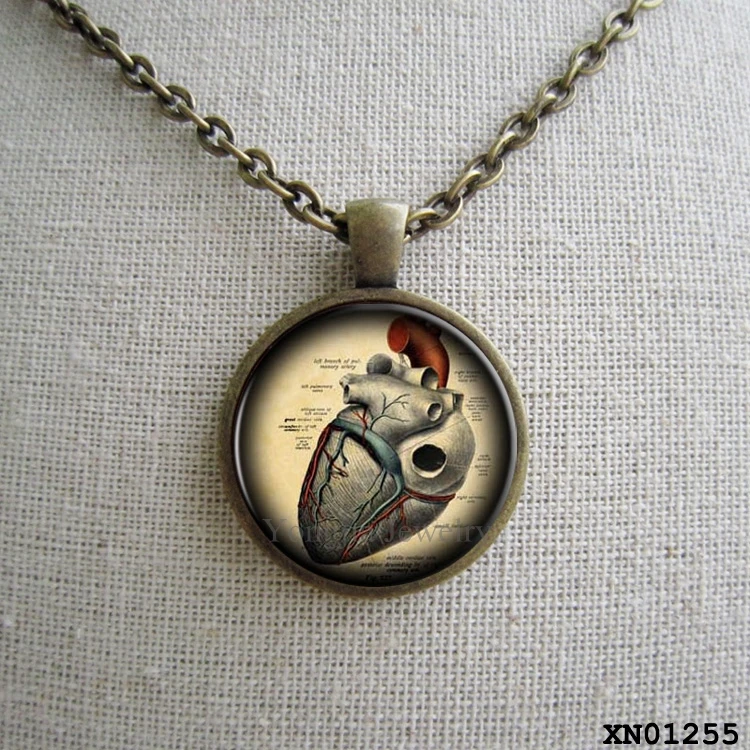 Steampunk anatomical Heart Necklace, Anatomy Jewelry, Goth Pendant with