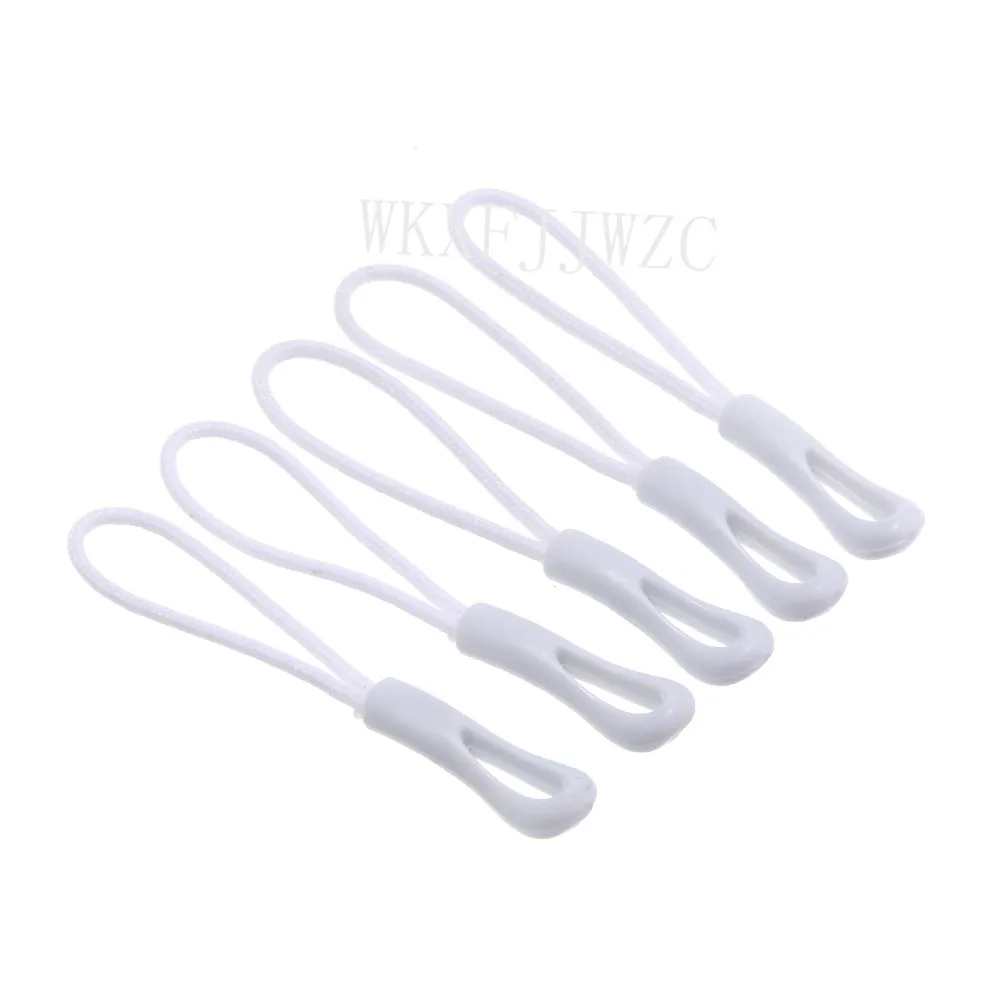 20pcs White Zipper Pulls Strong Hollow Nylon Cord with Rubber Gripper