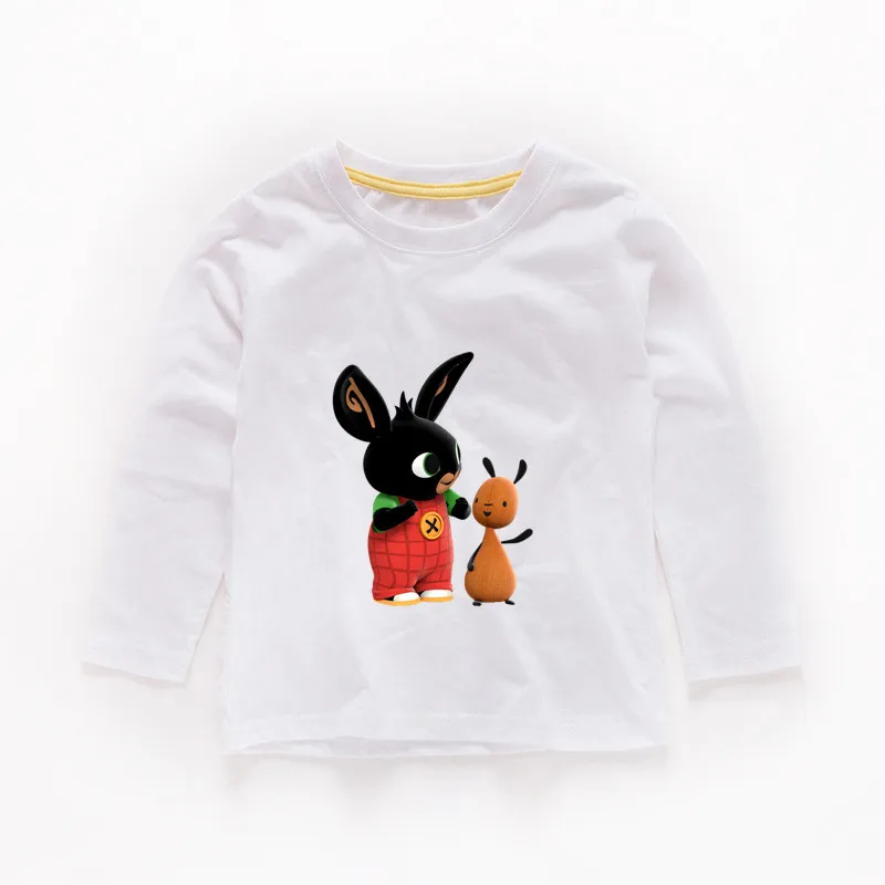 Bing Rabbit/футболка для подростков, летние футболки из чистого хлопка с длинными рукавами Топы для мальчиков и девочек, детская одежда от 2 до 12 лет
