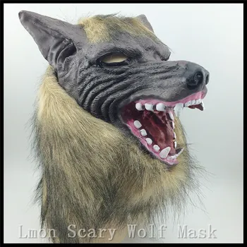

Halloween Christmas Scary Wolf Mask Faux Fur Vinyl Party Mask Animal Adults Full Face Cosplay Mask Disfraces Carnaval Gifts