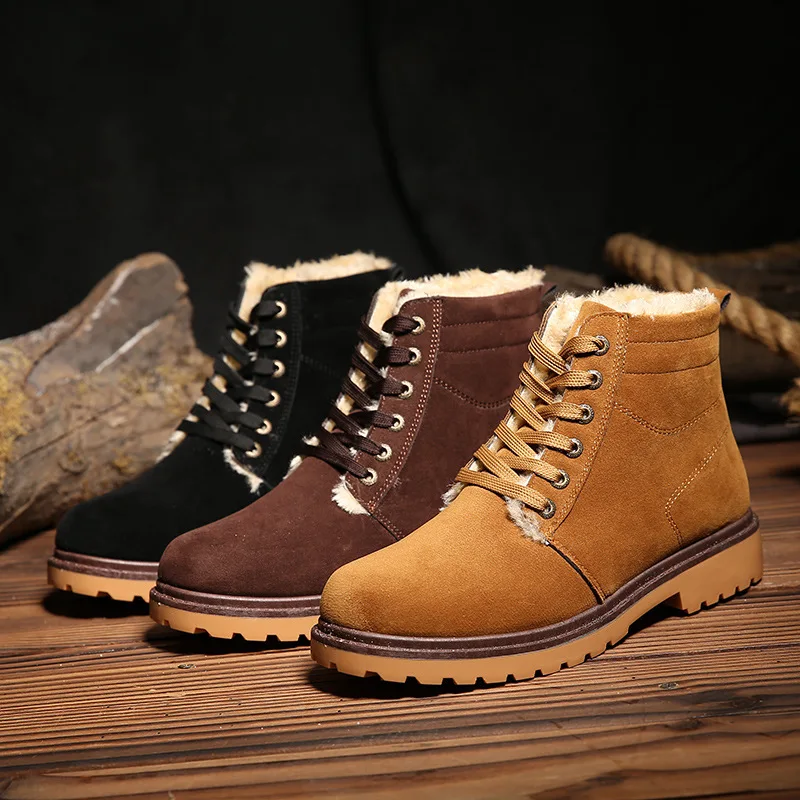 British men's shoes winter snow boots men suede solid color fashion