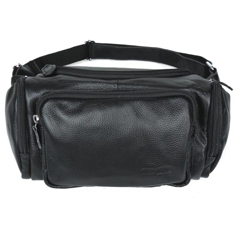 

TIDING Leather Waist Pack Water Bottle Holder Large Fanny Pack Genuine Leather Travel Hip Bag 3018