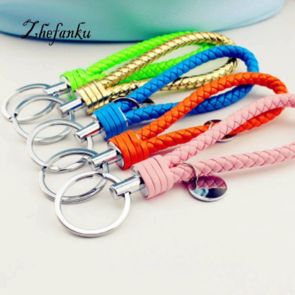 ZheFanku Unisex Leather+PU Keychain Couple Fashion Keyring Creative