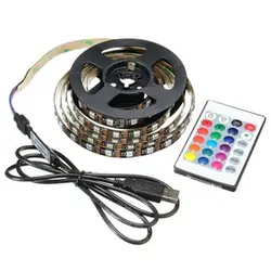 5 В 5050 60SMD/M RGB Светодиодные ленты свет бар ТВ сзади Освещение комплект + USB Дистанционное управление гибкие Освещение строка рождество