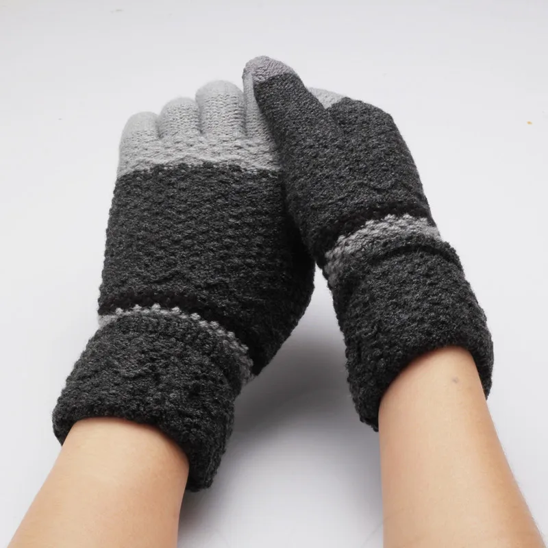 

Women's Kids Winter Gloves Warmers Mittens Glove Knitted Full Finger Guantes Colorful Patchwork Warm Luvas