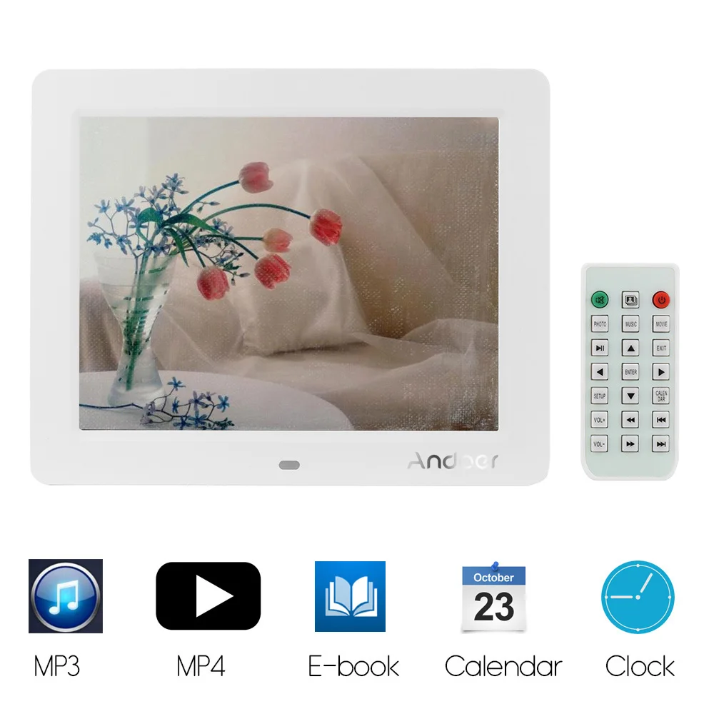 

Andoer 10" Screen LCD Digital Photo Frame 800*600 Support MP3 MP4 E-book Calendar Clock Function with Remote Controller
