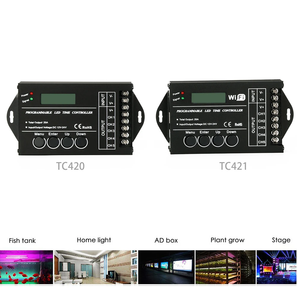 TC420 TC421 TC423 Модернизированный Светодиодный время WI-FI plc программируемый контроллер DC12V/24 V 5 канал Выход для Светодиодный полосные осветители для аквариумов