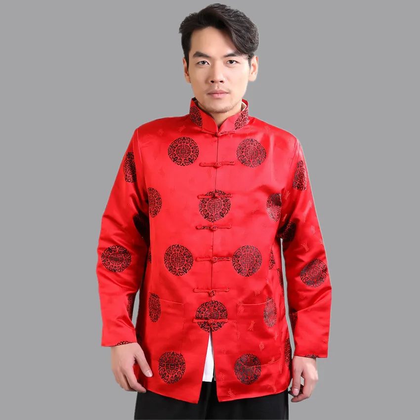 Hot Sale Traditional Chinese Handmade Jacket Red Mens Satin Kung Fu ...