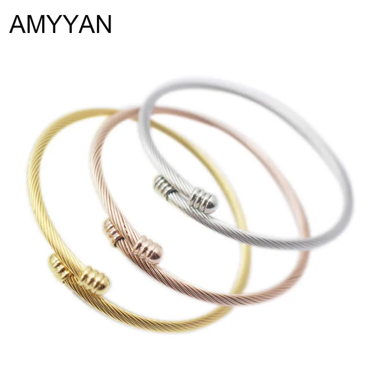 

New Fashion 3 Colors Rose Gold Gold Silver Bangle Bracelet European Women Girls Cuff Bracelet Jewelry Stainless Steel Thin Cuff