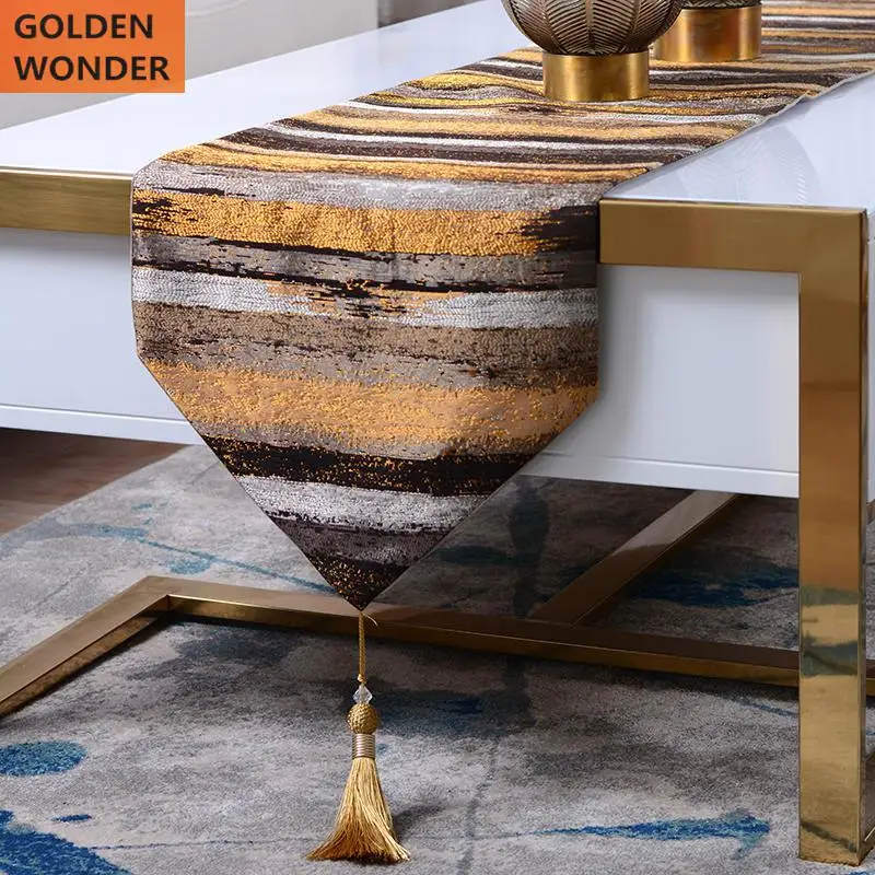 

Modern Simple European Luxury Bed Runner Stripe Table Runners