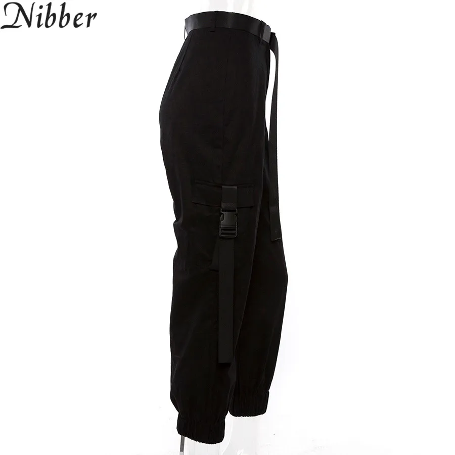 Nibber Ms. хип-хоп уличные брюки, Новая повседневная одежда для бега, черные свободные штаны с высокой талией, модные женские штаны
