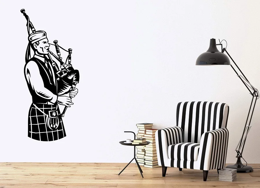 

Wall Vinyl Applique Scottish Musician National Music Irish Bagpipes Poster Home Bedroom Art Design Decoration 2YY24