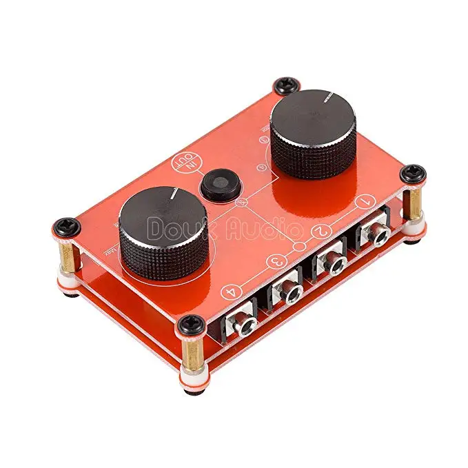 MC104-Red Mini 4 порта стерео 3,5 мм 4-в-1-OUT Audio Splitter селектор Пассивный предусилитель коробка