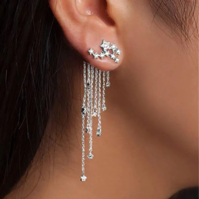 Star tassel alloy earrings - Окраска металла: silver plated