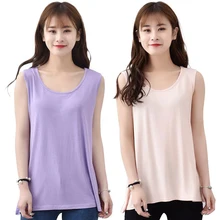 Большие размеры 3XL-7XL, женская одежда для сна, летние Модальные топы для сна, сексуальное нижнее белье без рукавов, свободное нижнее белье, пижама с круглым вырезом