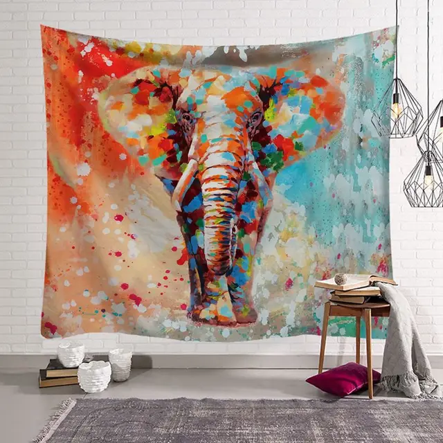 ethnic indian tapestry Thailand elephant wall hanging boho decor animal