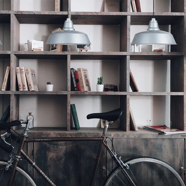 16 Goodyear LED Pendant Light in Galvanized Silver with Black Downrod