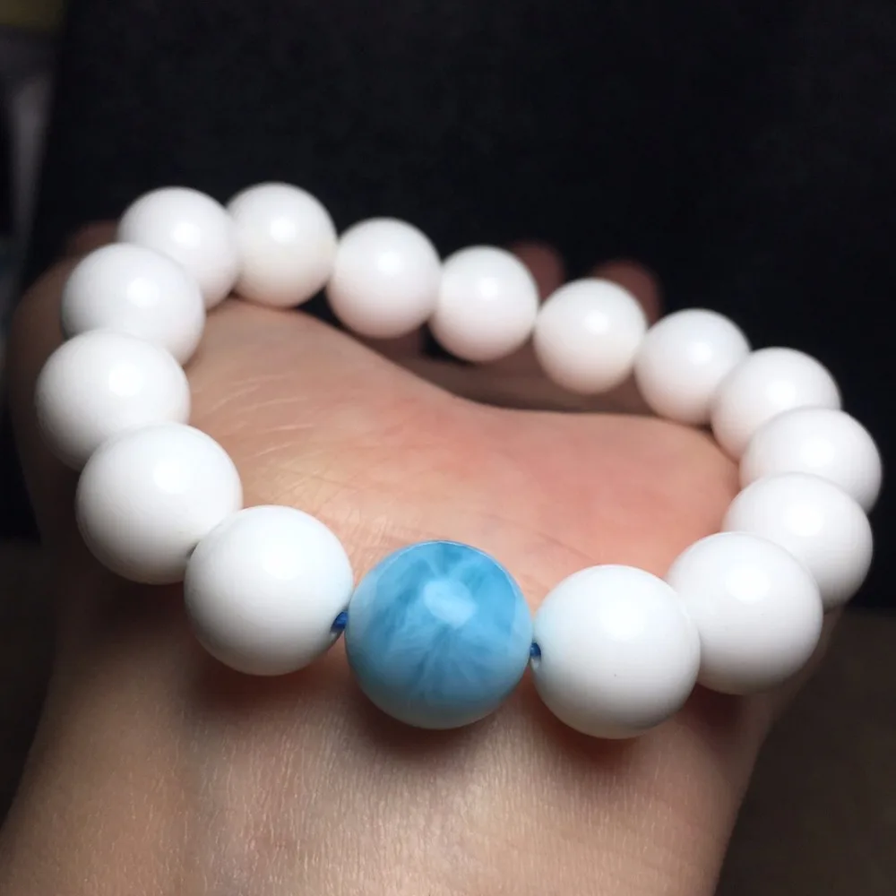 

Fine Jewelry Real 925 Steling Silver s925 100% Natural Larimar Stone Gemstone 38.89grams Female Bracelet Fine Women Bracelets
