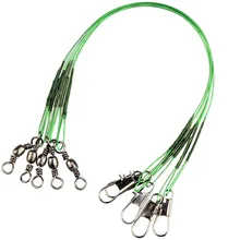 Зеленая рыболовная леска из нержавеющей стали, рыбацкие блесны, стальной проводник, рыболовные лески с защитой от укуса, Размер 15 см, 23 см, 30 см