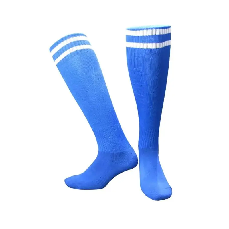 Уличные мужские компрессионные чулки, гольфы в полоску, Гольфы выше колена, хоккейные мягкие эластичные дышащие носки с поддержкой ног - Цвет: Blue