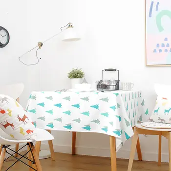 

2017 New Nortic Style Christmas Table Cloth Forest Series Accept Customized Rectangular Cotton Linen Blending Table Cover