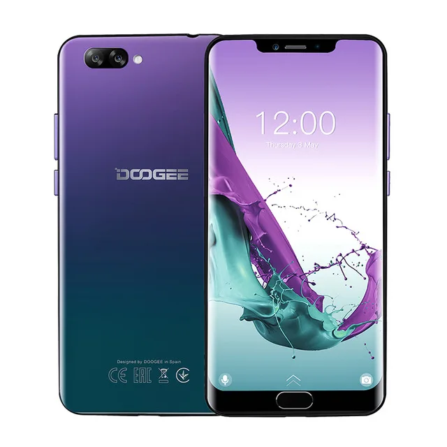 DOOGEE Y7 Plus 4G смартфон 6,18 дюймов MTK6757 Octa Core 6 Гб 64 Гб 16MP 5080 мАч Android 8,1 отпечатков пальцев разблокированная OTG мобильных телефонов - Цвет: Aurora Blue