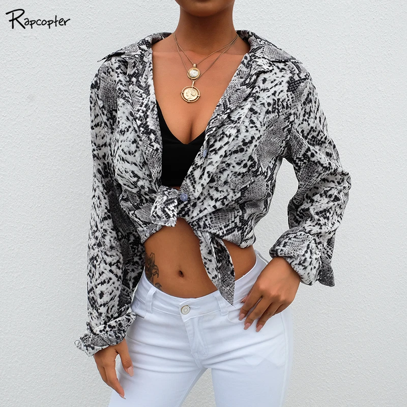 

Rapcopter Womens Casual Snake Jackets Long Sleeve Turn-Down Collar Autumn Woden Jacket Fashion Popular Single Breasted Outerwear