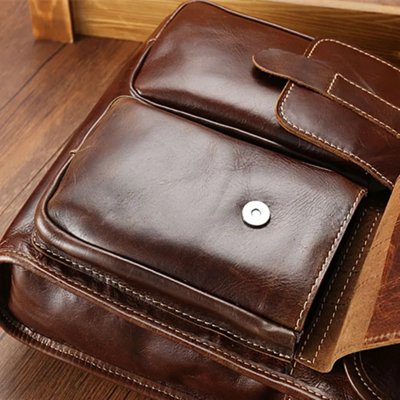 Дизайнерский мужской ретро портфель из натуральной кожи, сумка для мужчин, деловая модная сумка-мессенджер, ретро сумки для ноутбука, Воловья кожа, через плечо