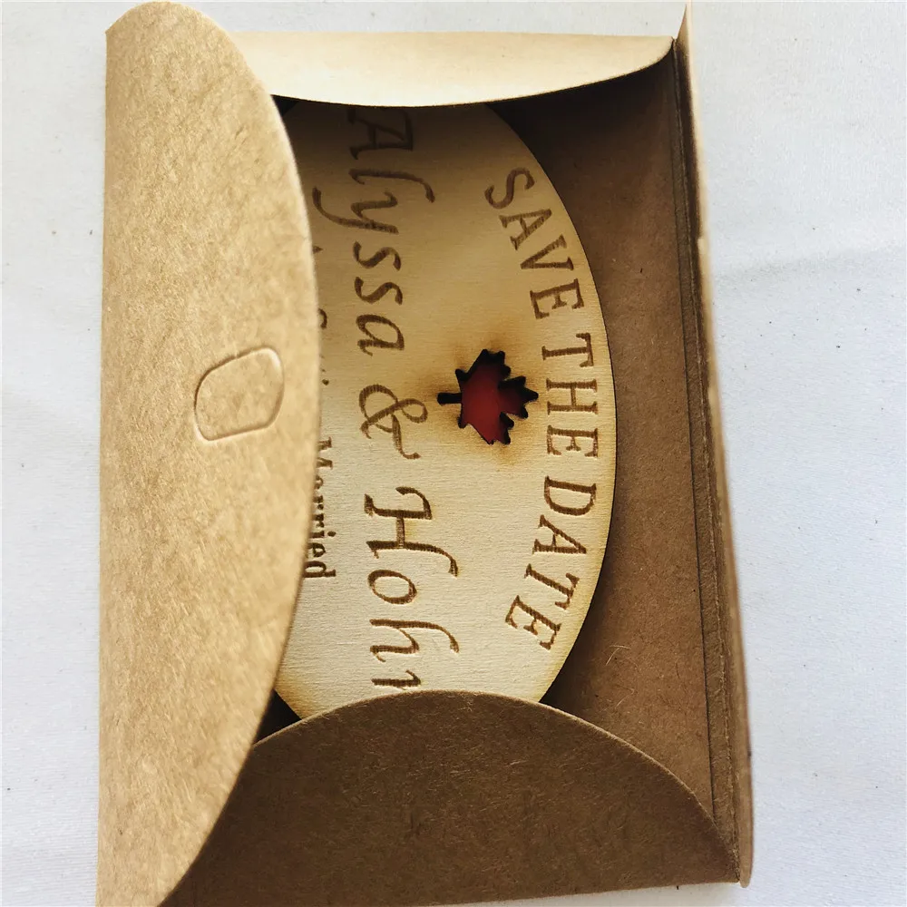  Rustic Wooden Save the Date Magnet for Wedding Wood Magnet with Flower Envelope Unique Wooden Weddi - 32933578776