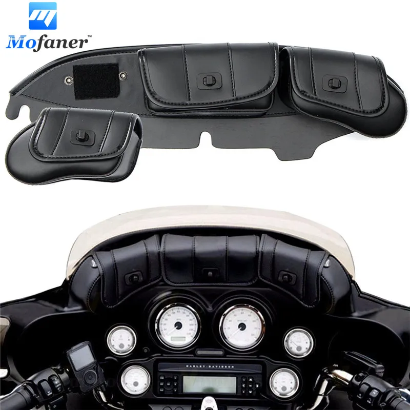 

Black 3-Pockets Motorbike Fairing Windshield Bag For Harley Electra Street Glide Touring Bike 1996-2013 Motorcycle