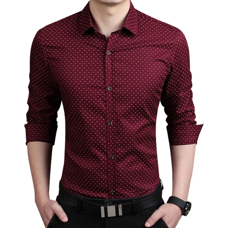 Plus Size 5XL Mens Dress Shirts 2017 Spring Autumn New Cotton Long